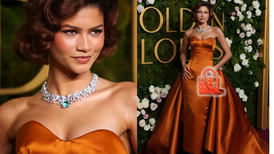 golden globes 2025 orange dress Gold Flower Embroidered Crystal Detailed Fringed Gown – RAISA VANESSA INT main image 0