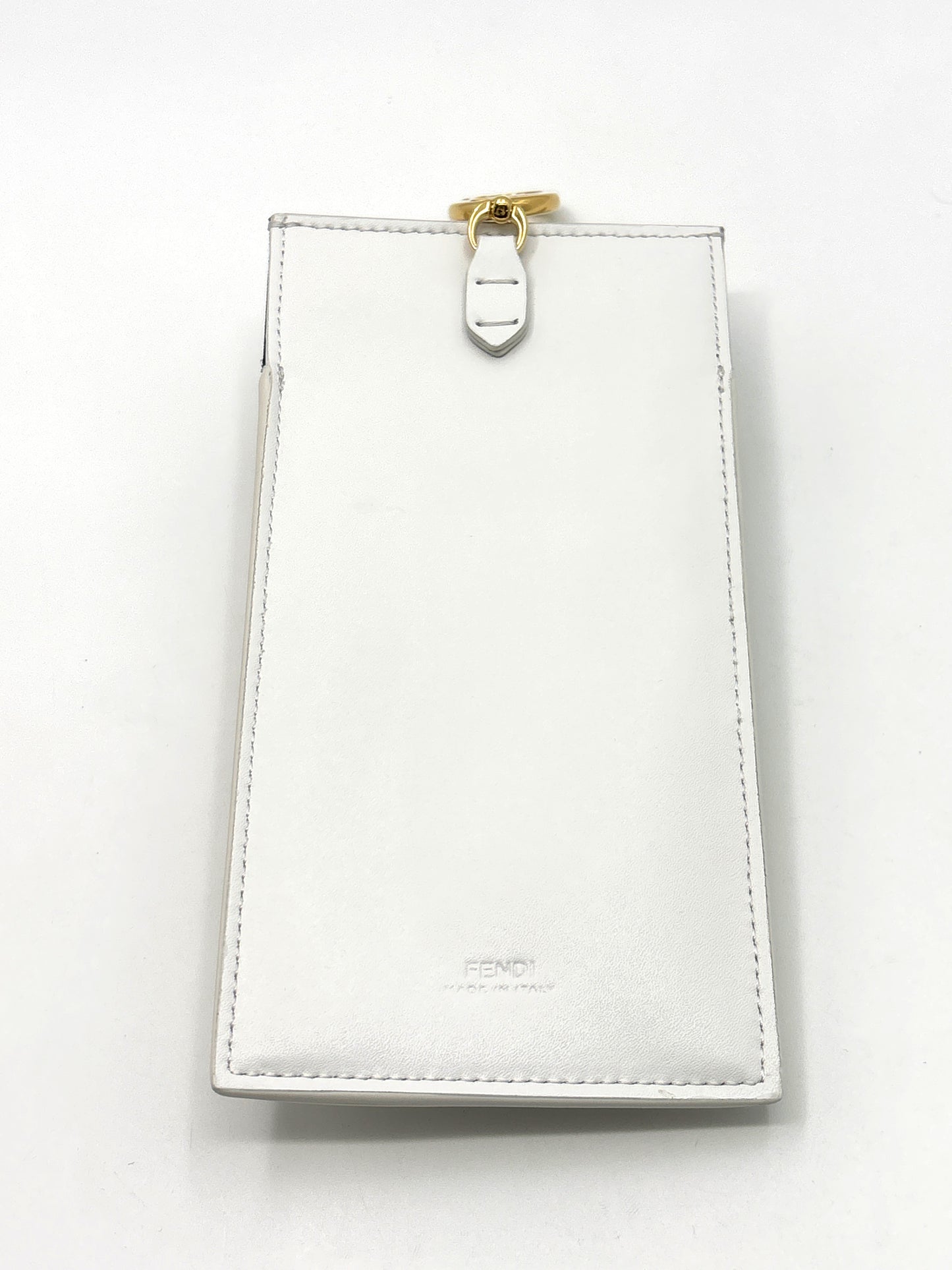 Fendi Phone Case in White Shearling & Leather