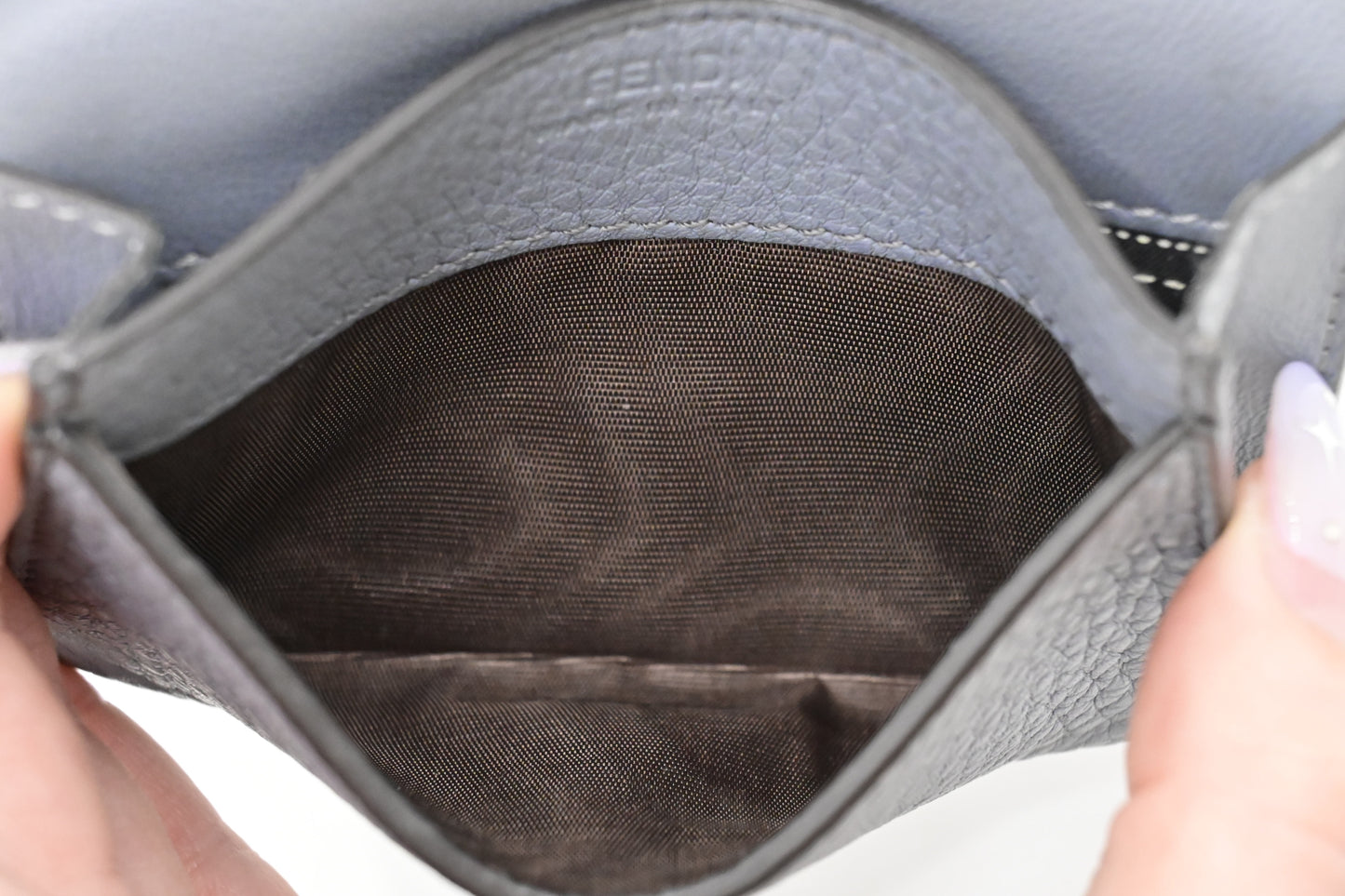 Fendi Peekaboo Mini Wallet in Light Blue Leather