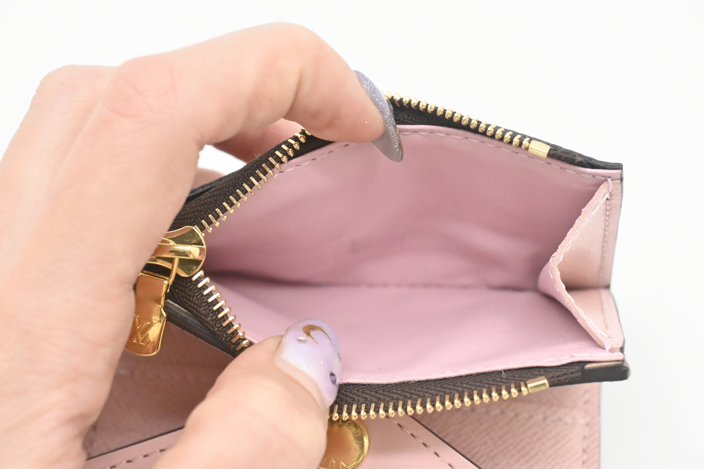 Louis Vuitton Zoe Wallet in Pink Leather and Monogram Canvas