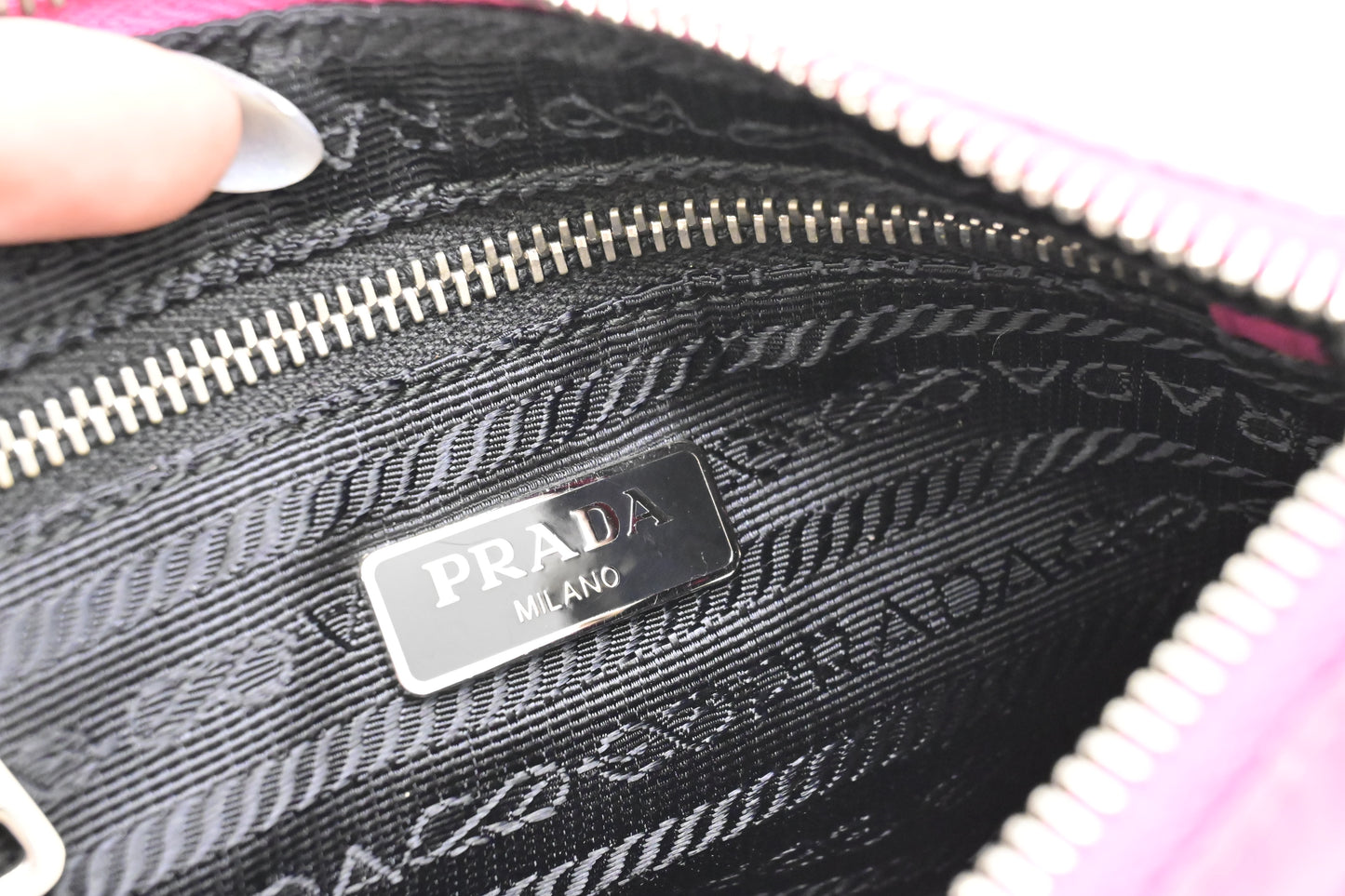 Prada Double O-Ring Pouch in Pink Nylon