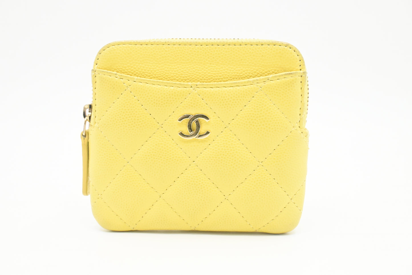 Chanel Card Case in Pastel Yellow Caviar Leather