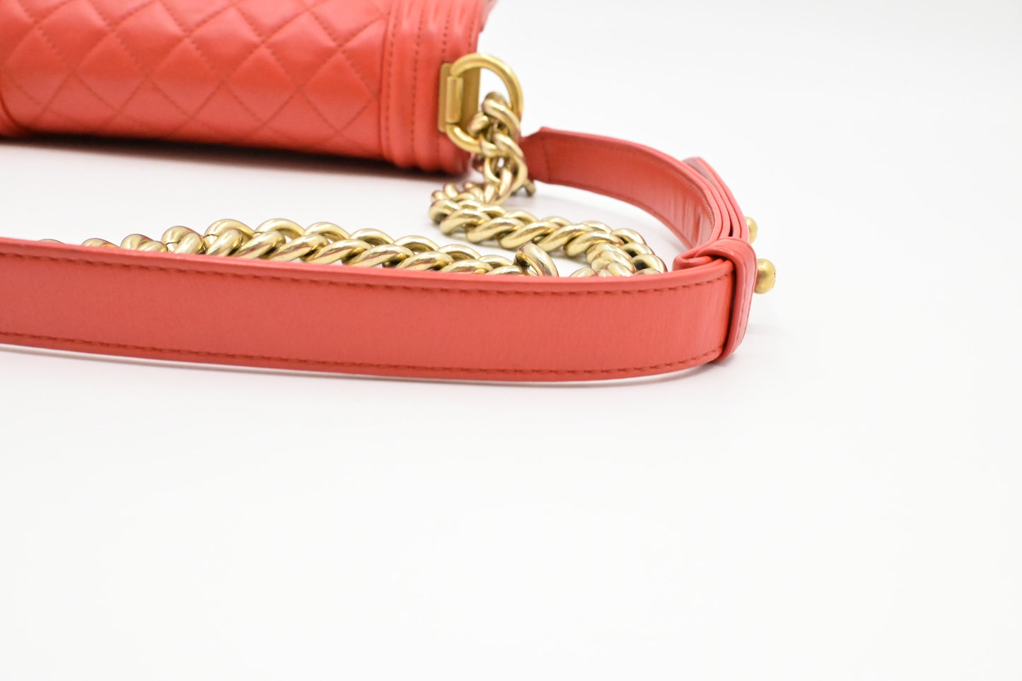 Chanel Small Boy Bag in Red-Orange Leather