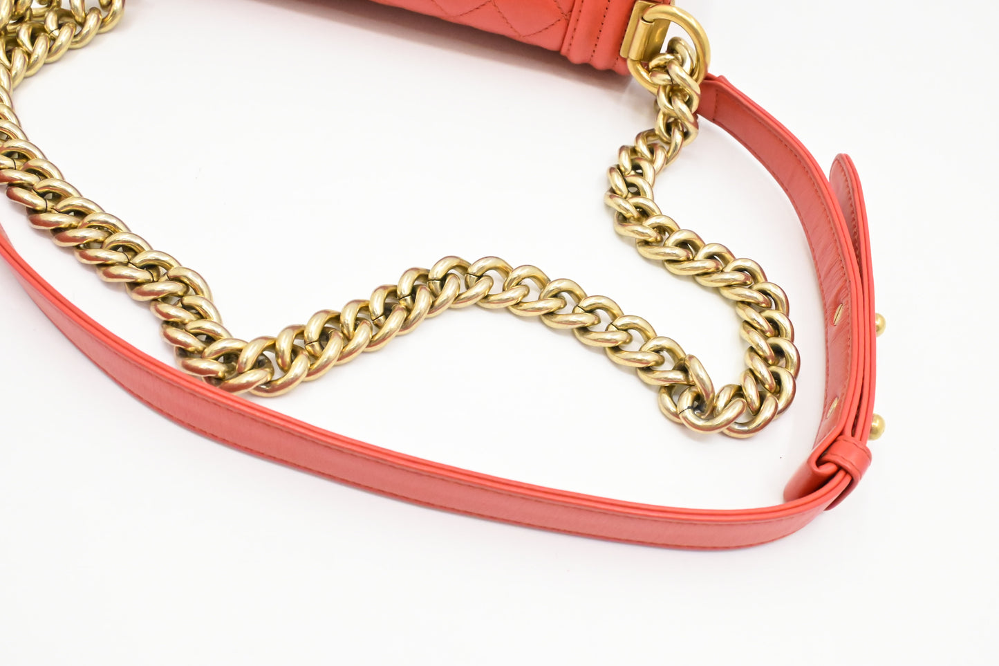 Chanel Small Boy Bag in Red-Orange Leather