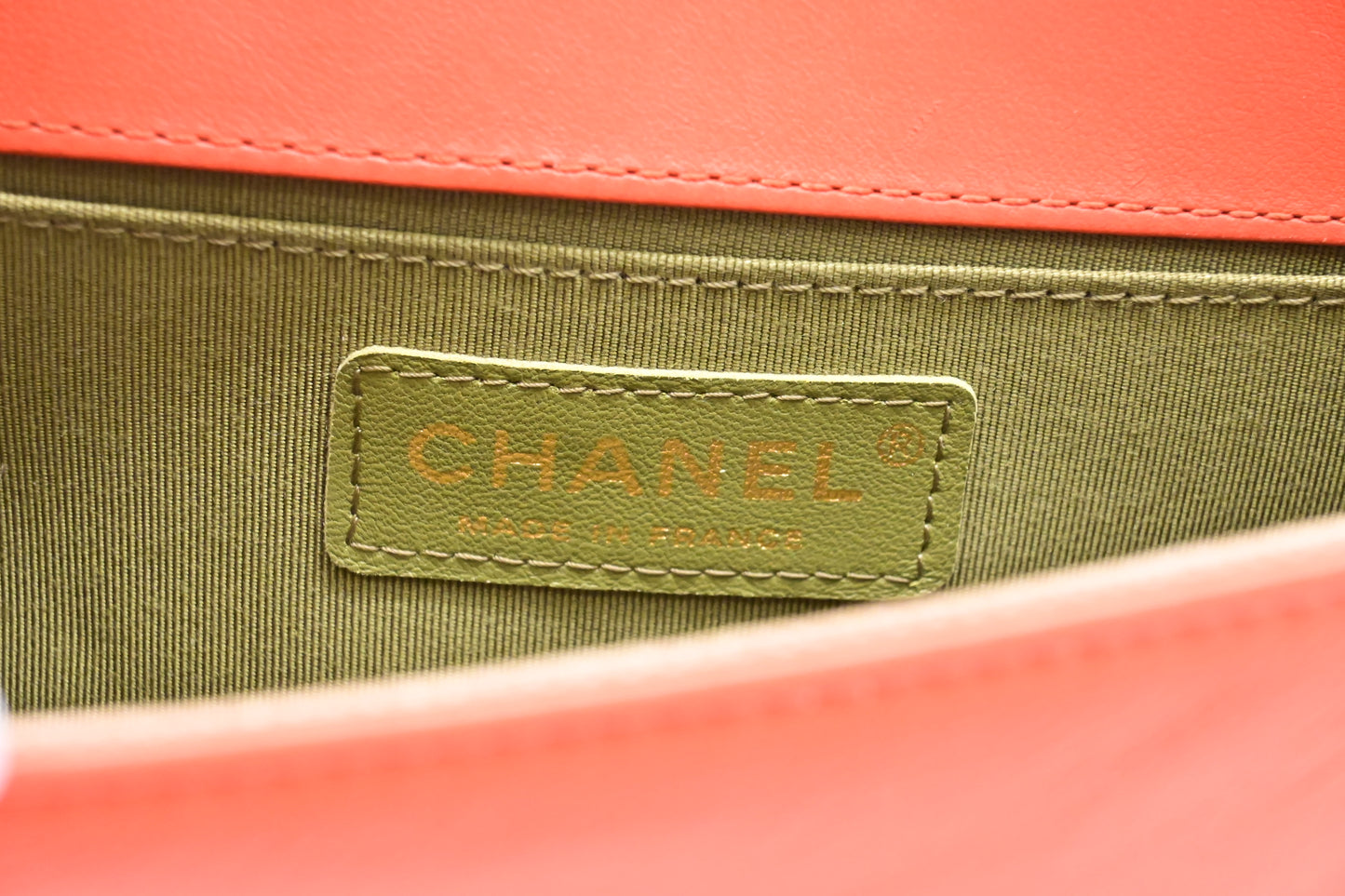 Chanel Small Boy Bag in Red-Orange Leather
