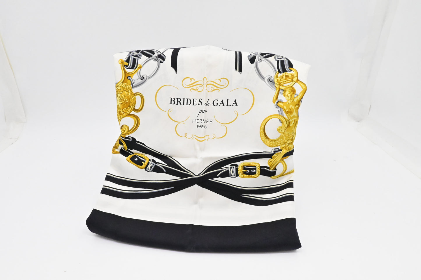 Hermes "Brides de Gala" Carre 90 in Black Silk