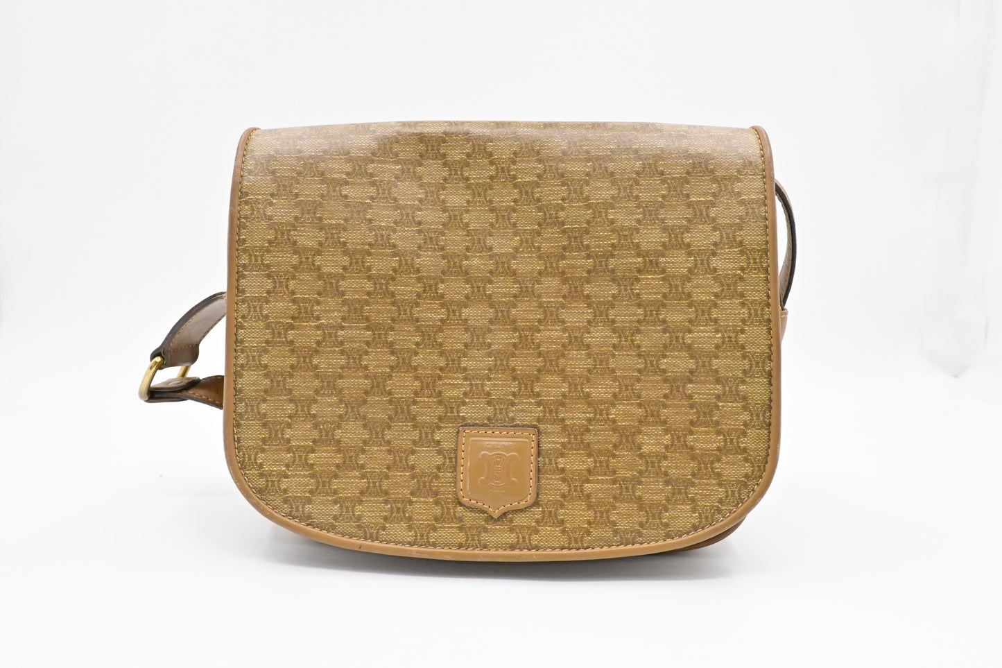 Celine Crossbody Bag in Brown Triomphe Coated Canvas