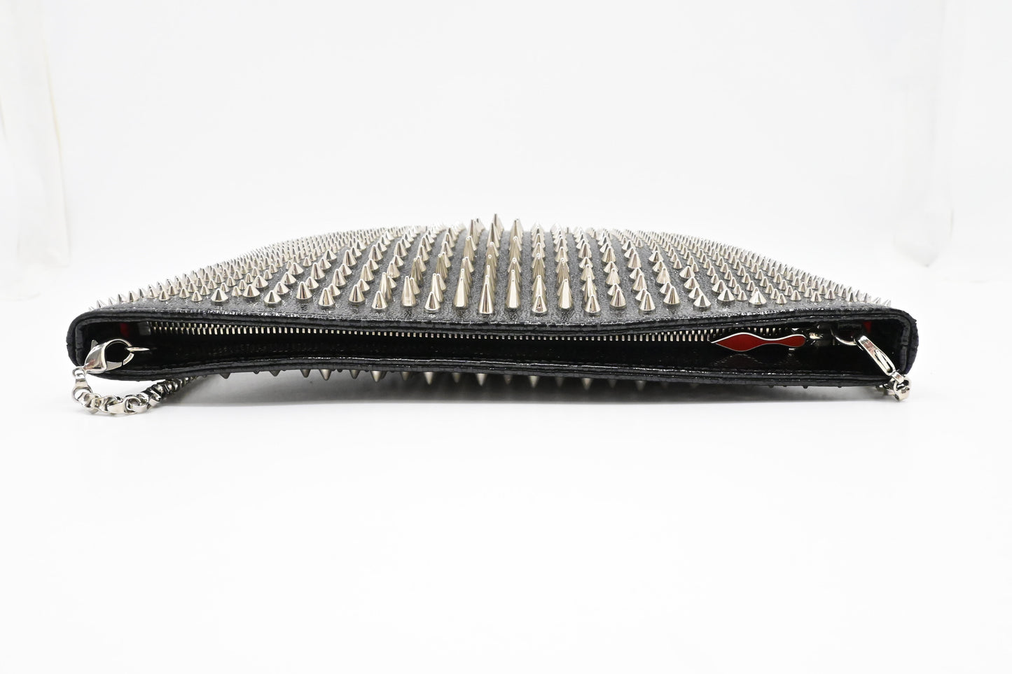 Louboutin Loubiposh Clutch in Black Spiked Leather