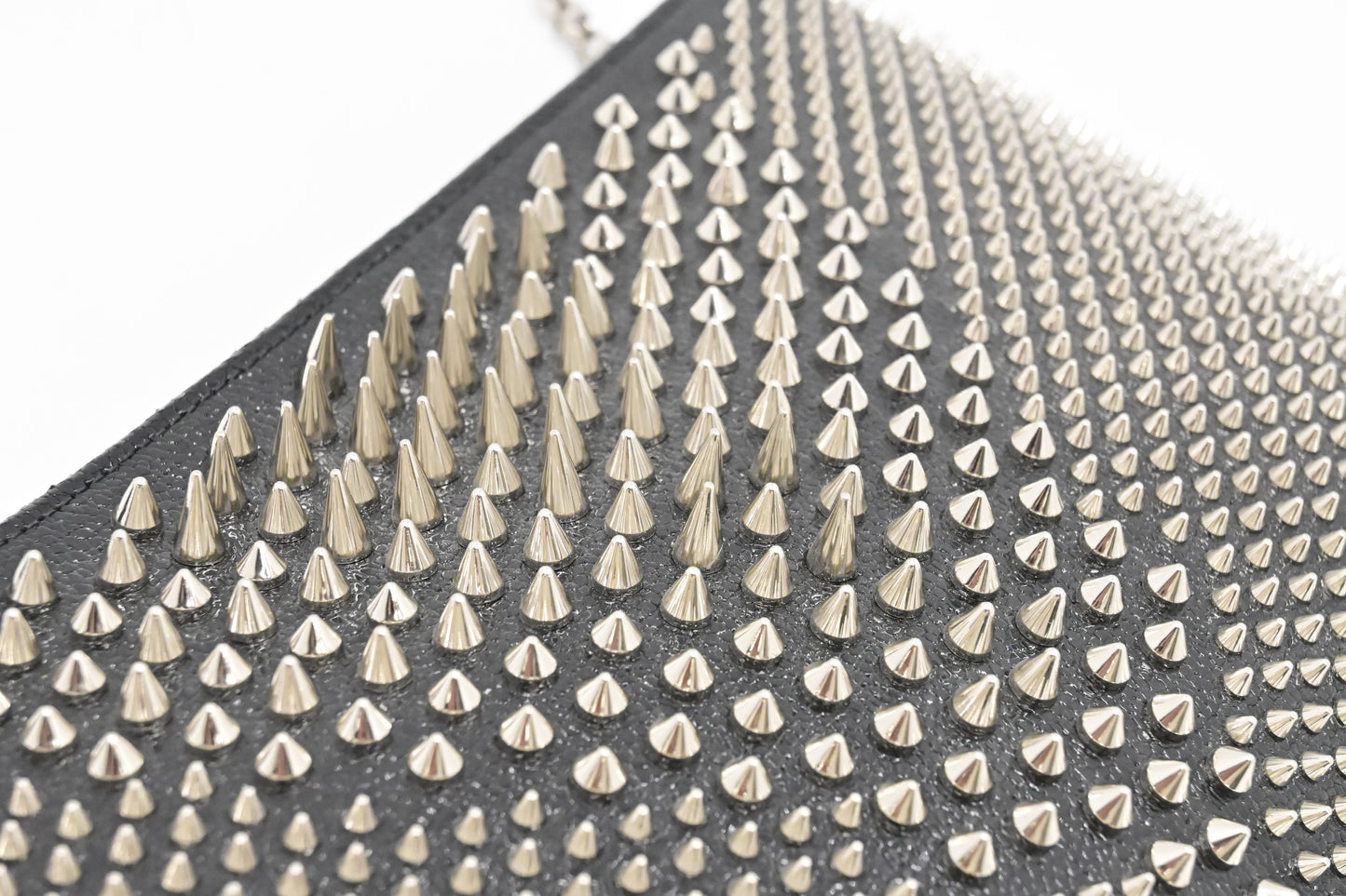 Louboutin Loubiposh Clutch in Black Spiked Leather