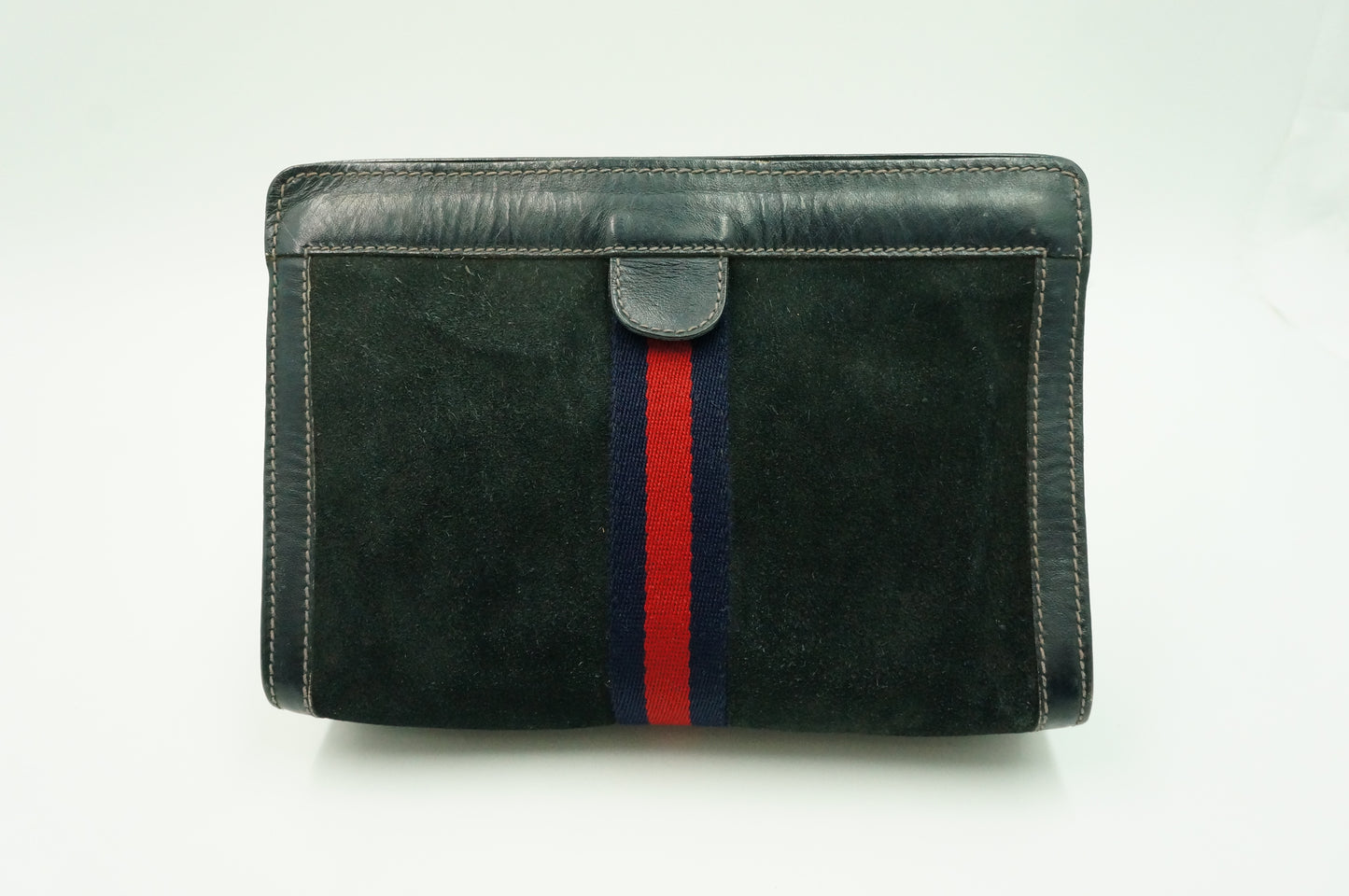 Gucci "Accessory Collection" Pouch in Navy Blue Suede Leather