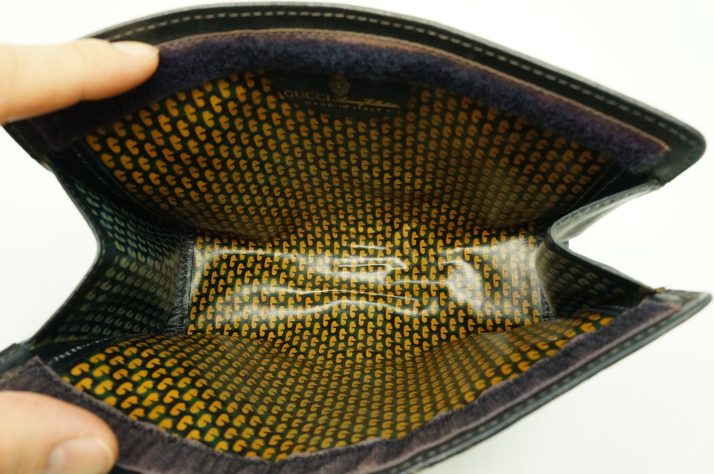 Gucci "Accessory Collection" Pouch in Navy Blue Suede Leather
