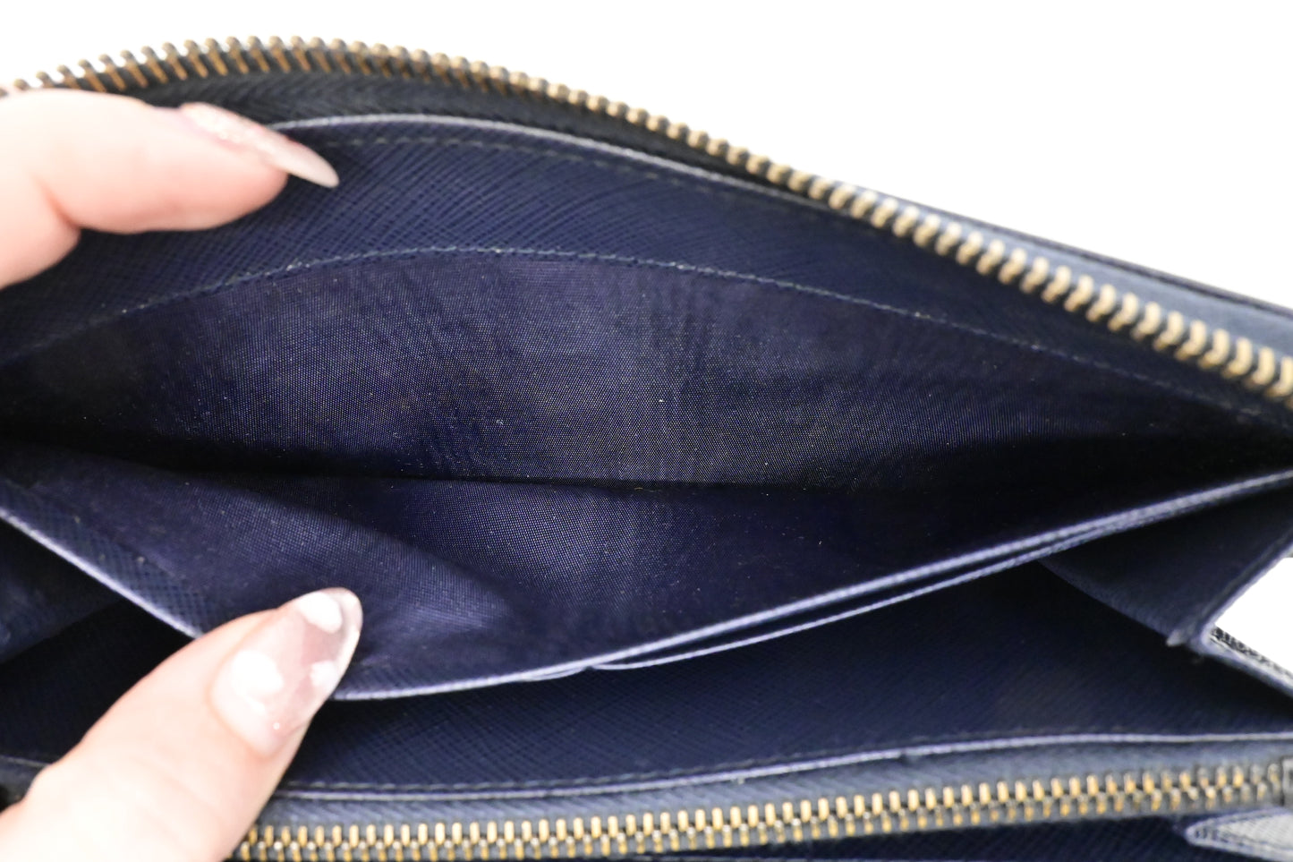 Prada Long Wallet in Navy Saffiano Leather