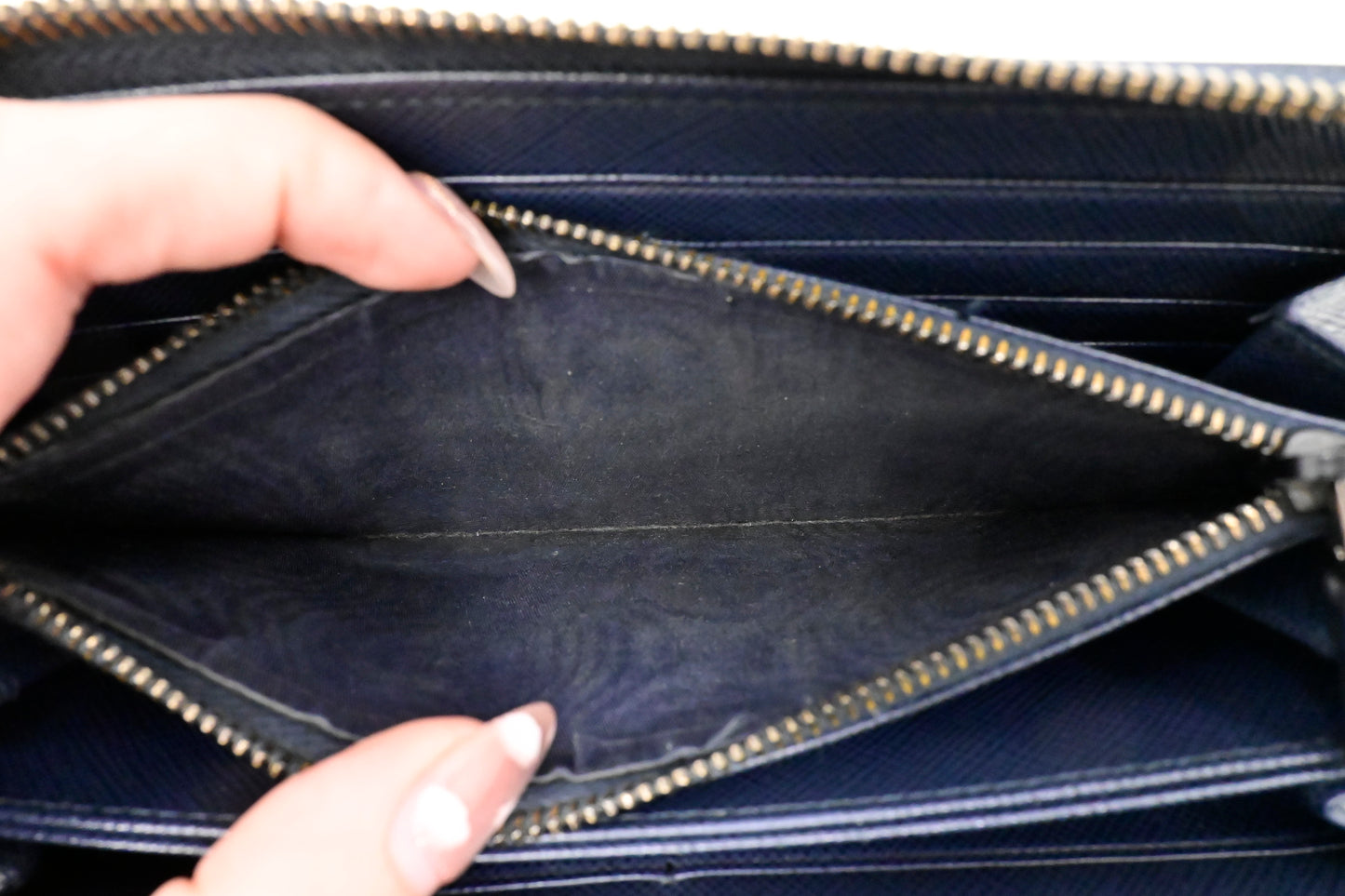 Prada Long Wallet in Navy Saffiano Leather