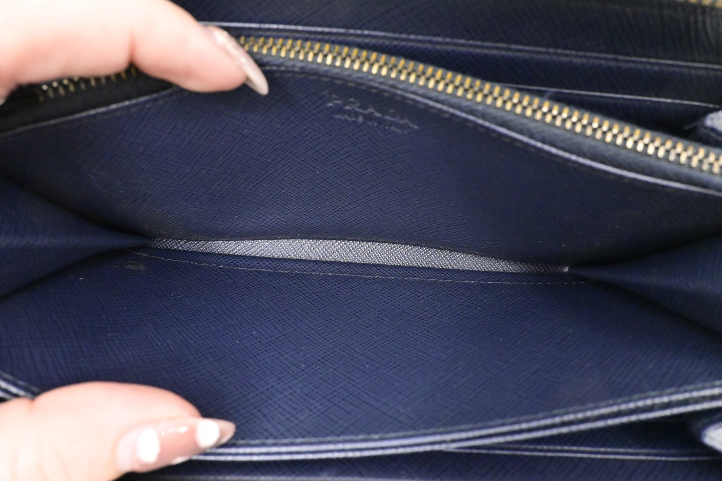Prada Long Wallet in Navy Saffiano Leather