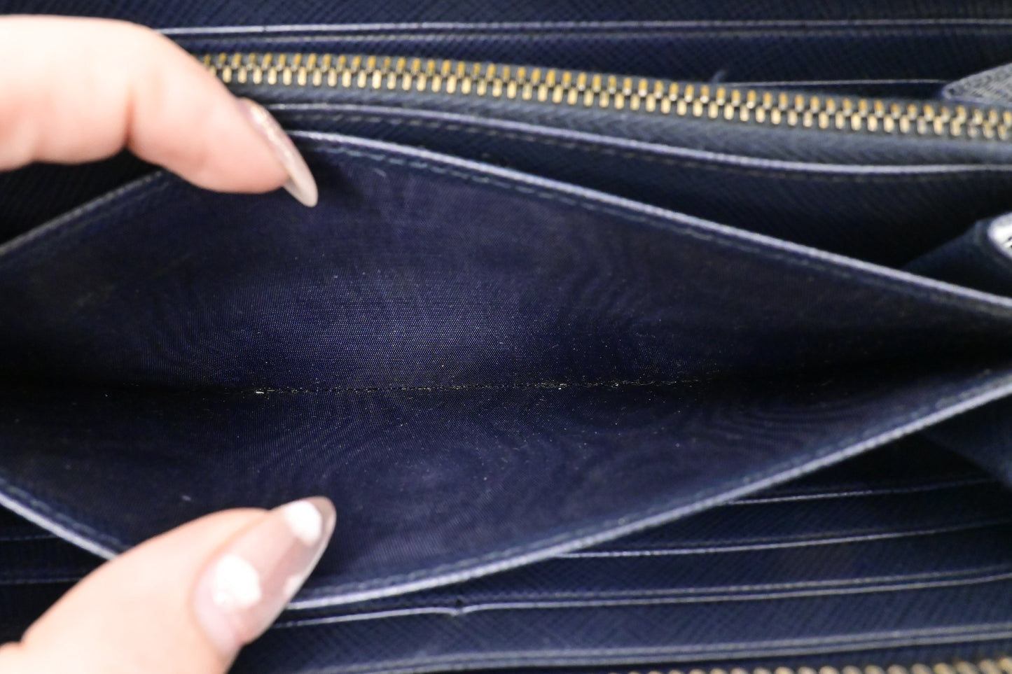 Prada Long Wallet in Navy Saffiano Leather