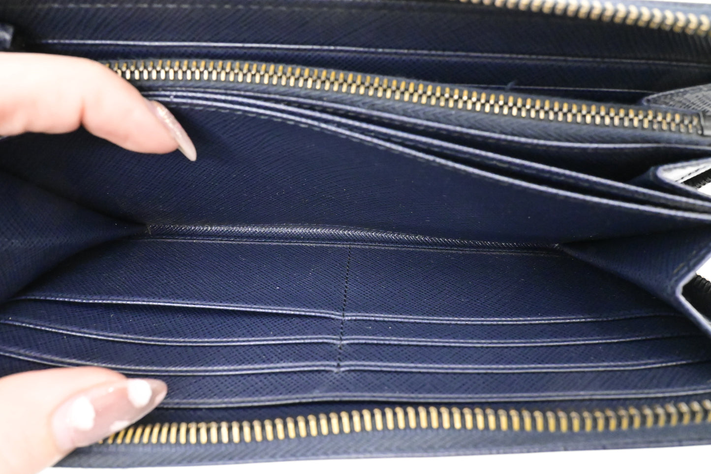 Prada Long Wallet in Navy Saffiano Leather