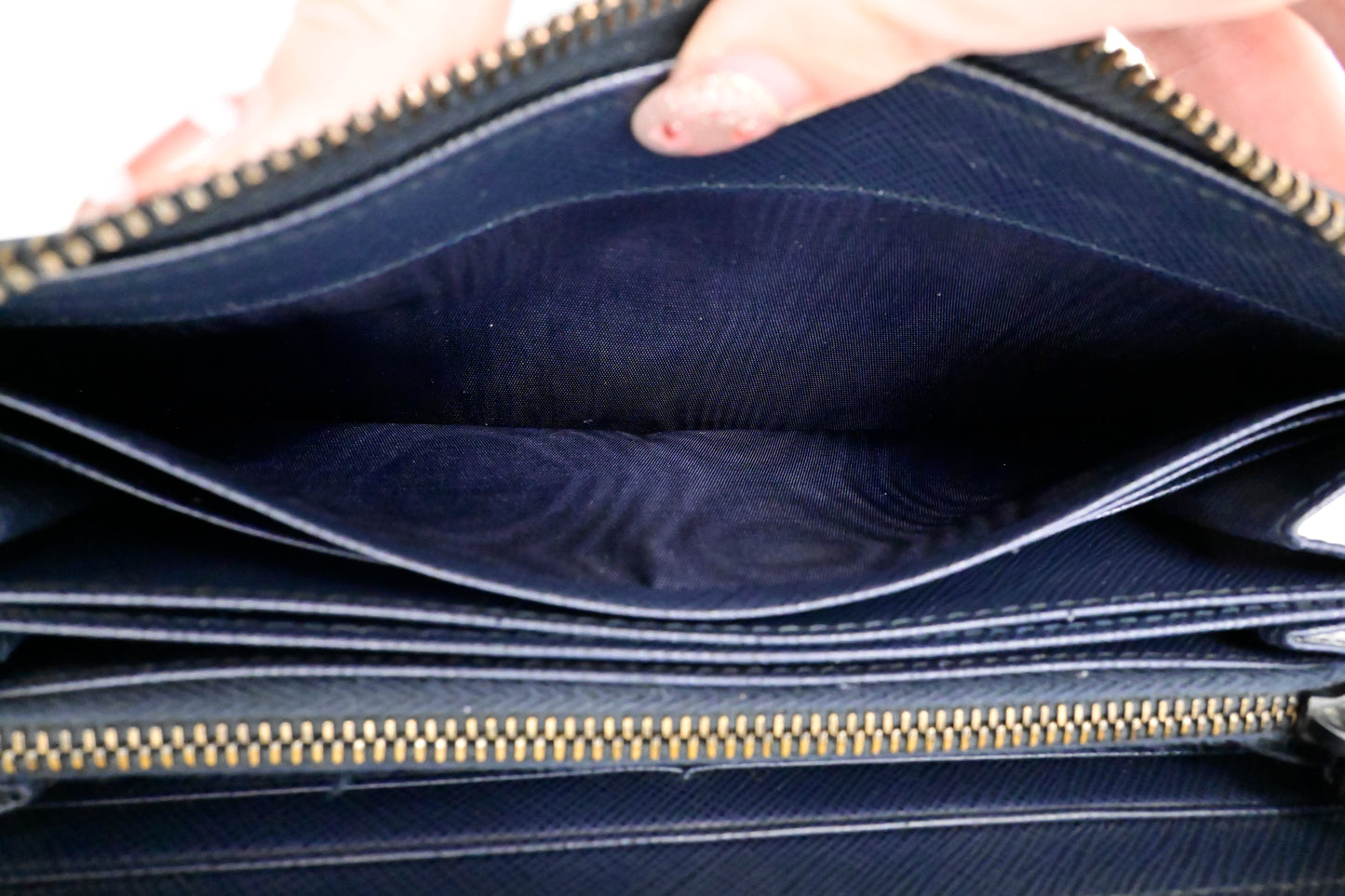 Prada Long Wallet in Navy Saffiano Leather