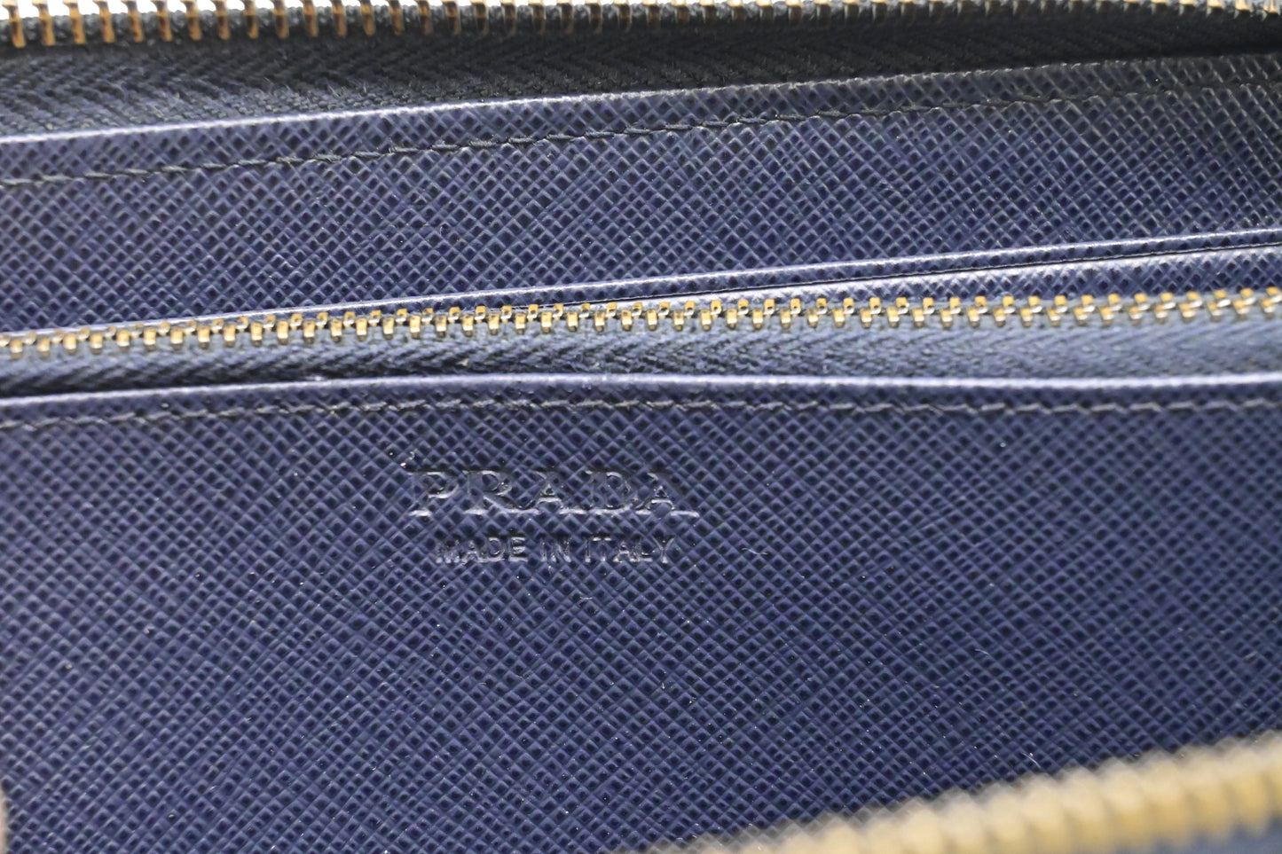 Prada Long Wallet in Navy Saffiano Leather