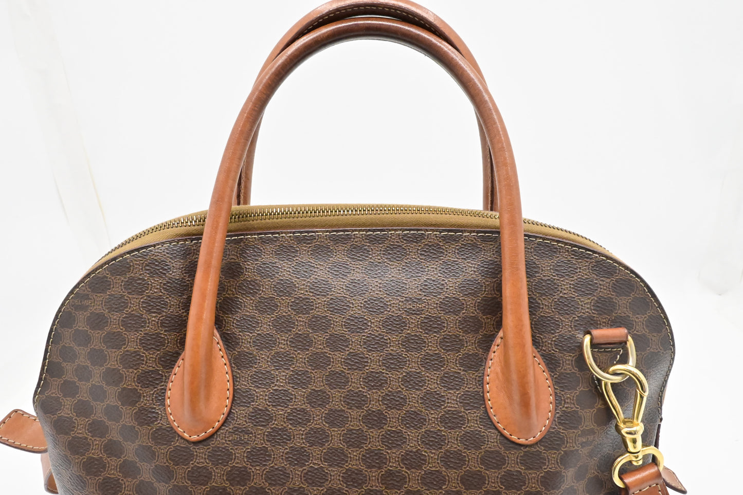 Celine 2-Way Handbag in Brown Macadam Canvas