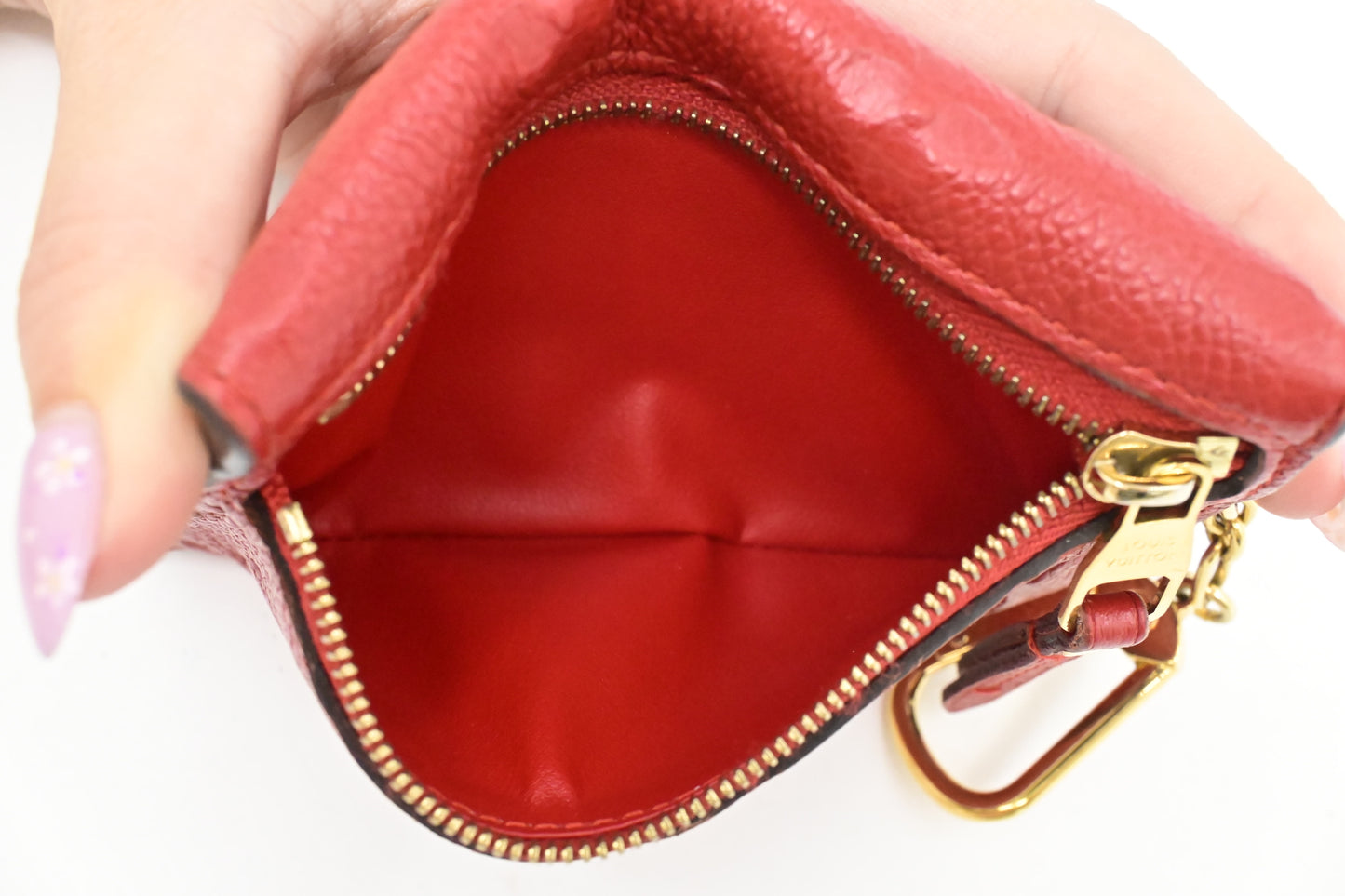 Louis Vuitton Pochette Cles in Red Empreinte Leather