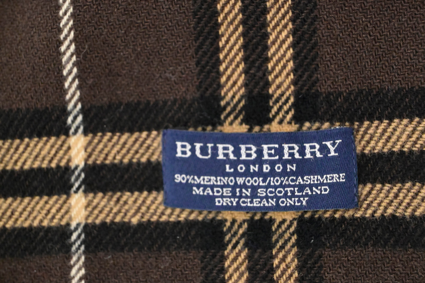 Burberry Scarf in Dark Brown Checked Merino Wool and Cashmere