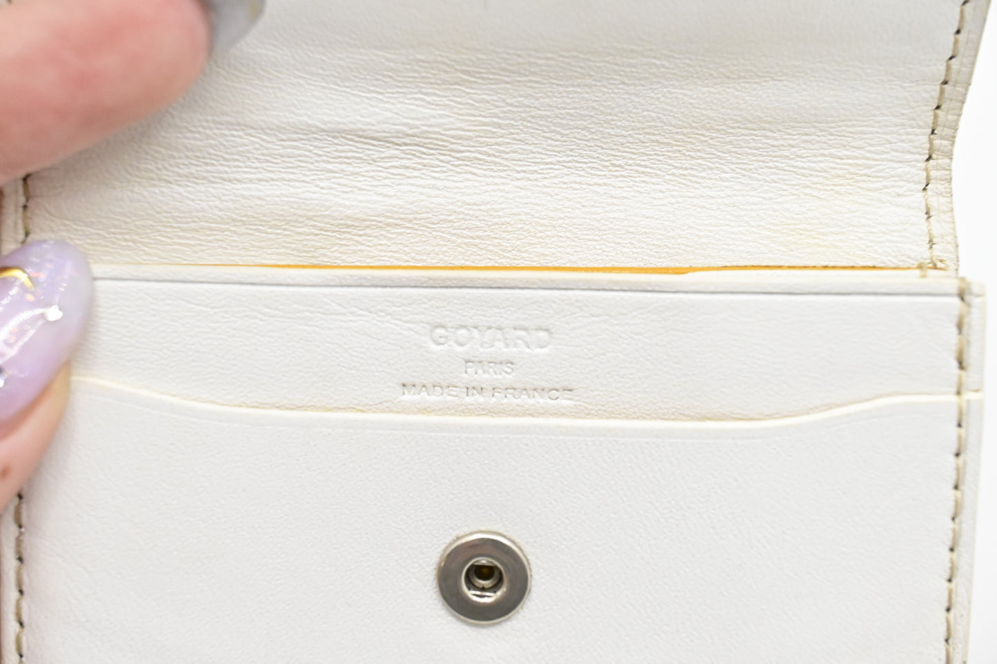 Goyard Coin Case in White Goyardine Canvas