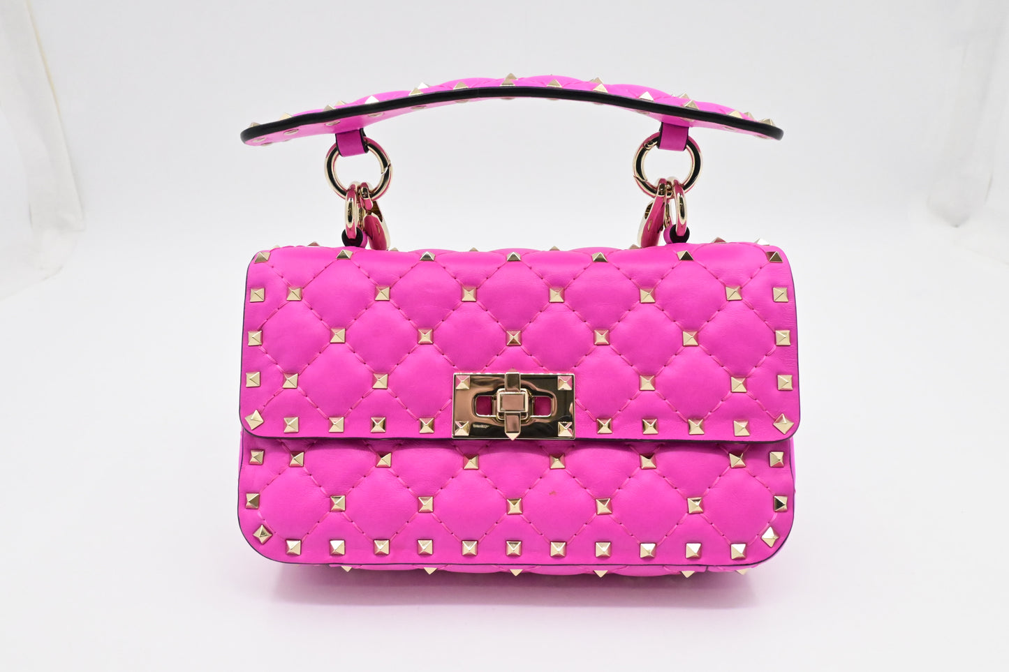 Valentino Small Rockstud Handbag in Pink Leather