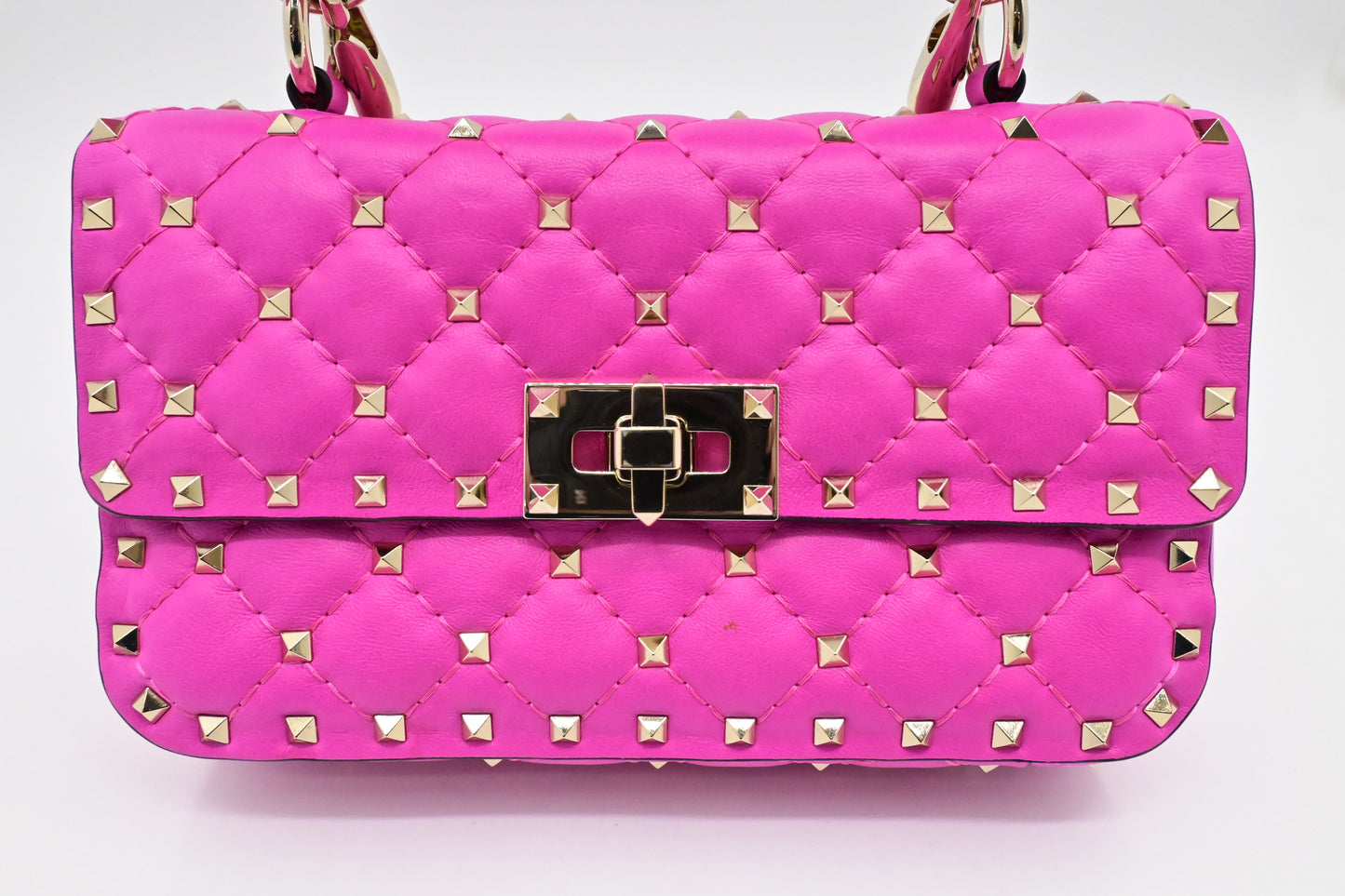 Valentino Small Rockstud Handbag in Pink Leather