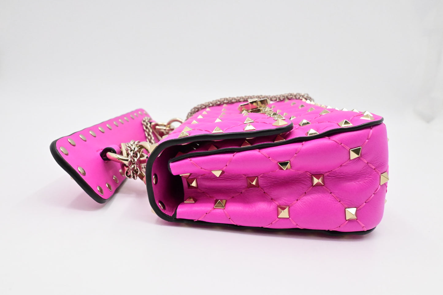 Valentino Small Rockstud Handbag in Pink Leather