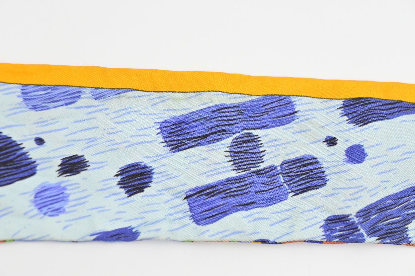 Hermes 'Pelages et Camouflage' Twilly in Orange and Blue Silk