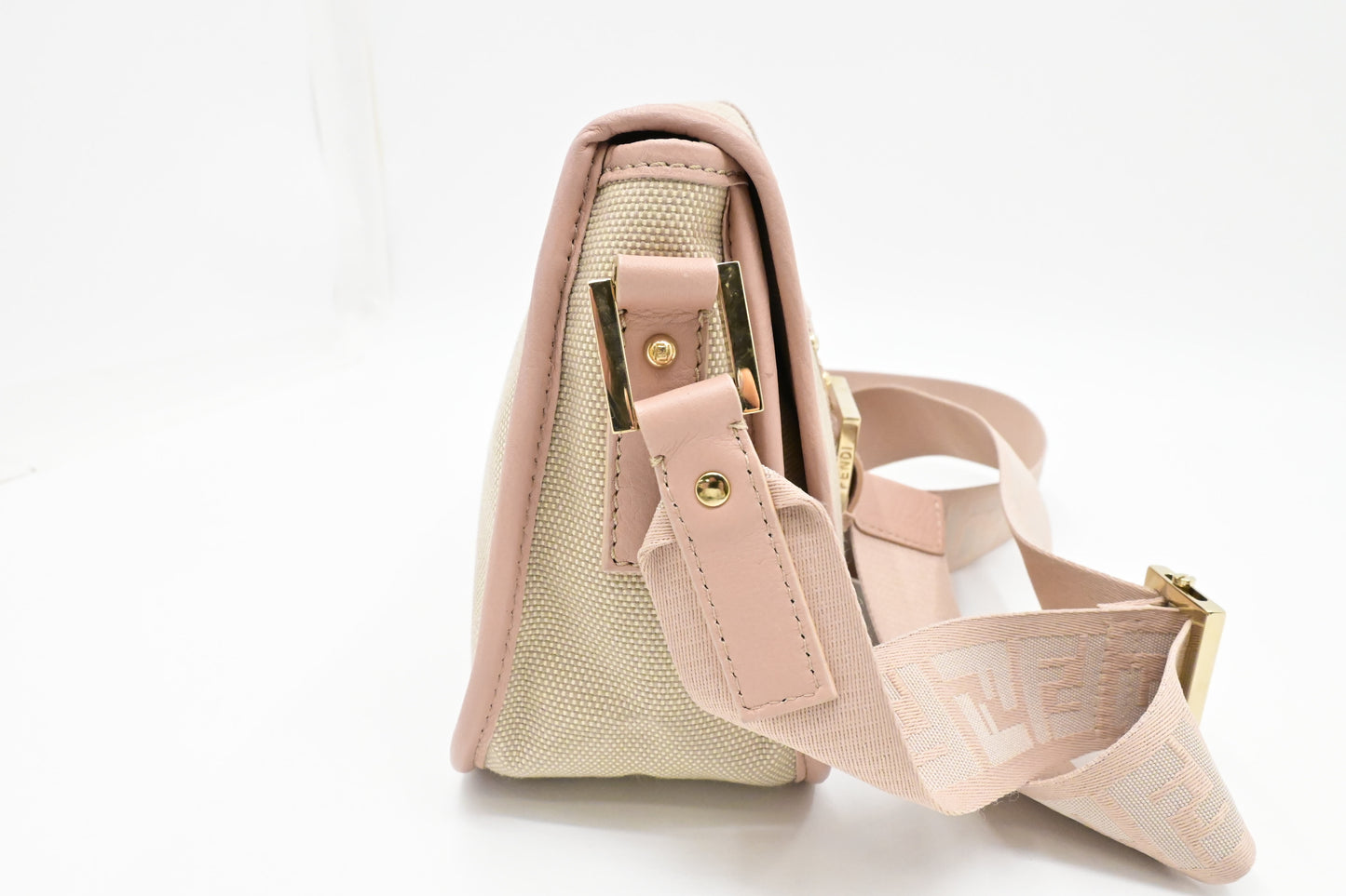 Fendi Crossbody in Pink Leather and Beige Canvas