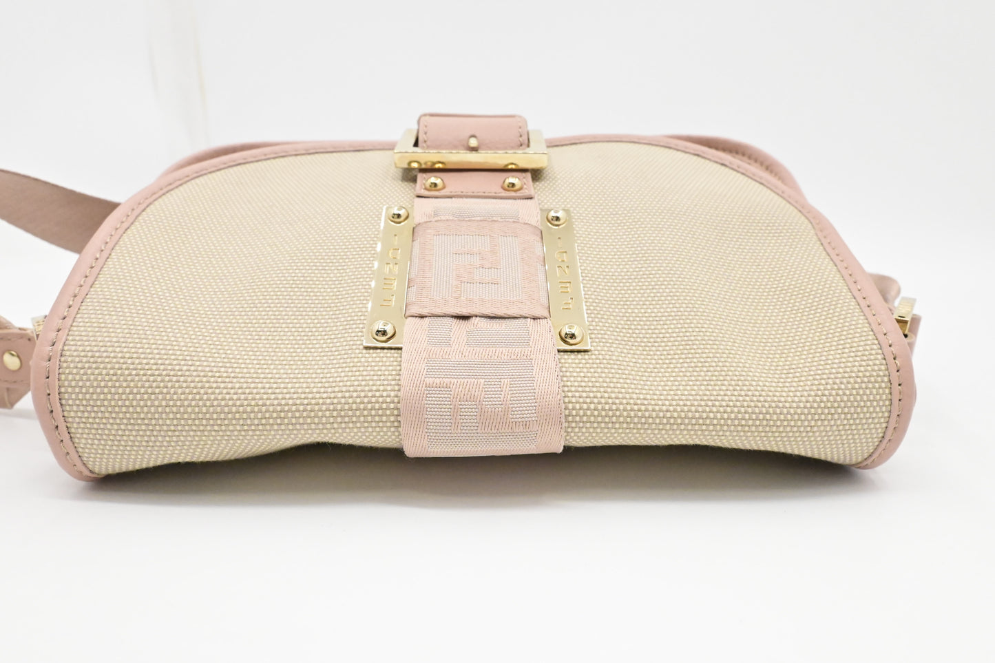 Fendi Crossbody in Pink Leather and Beige Canvas
