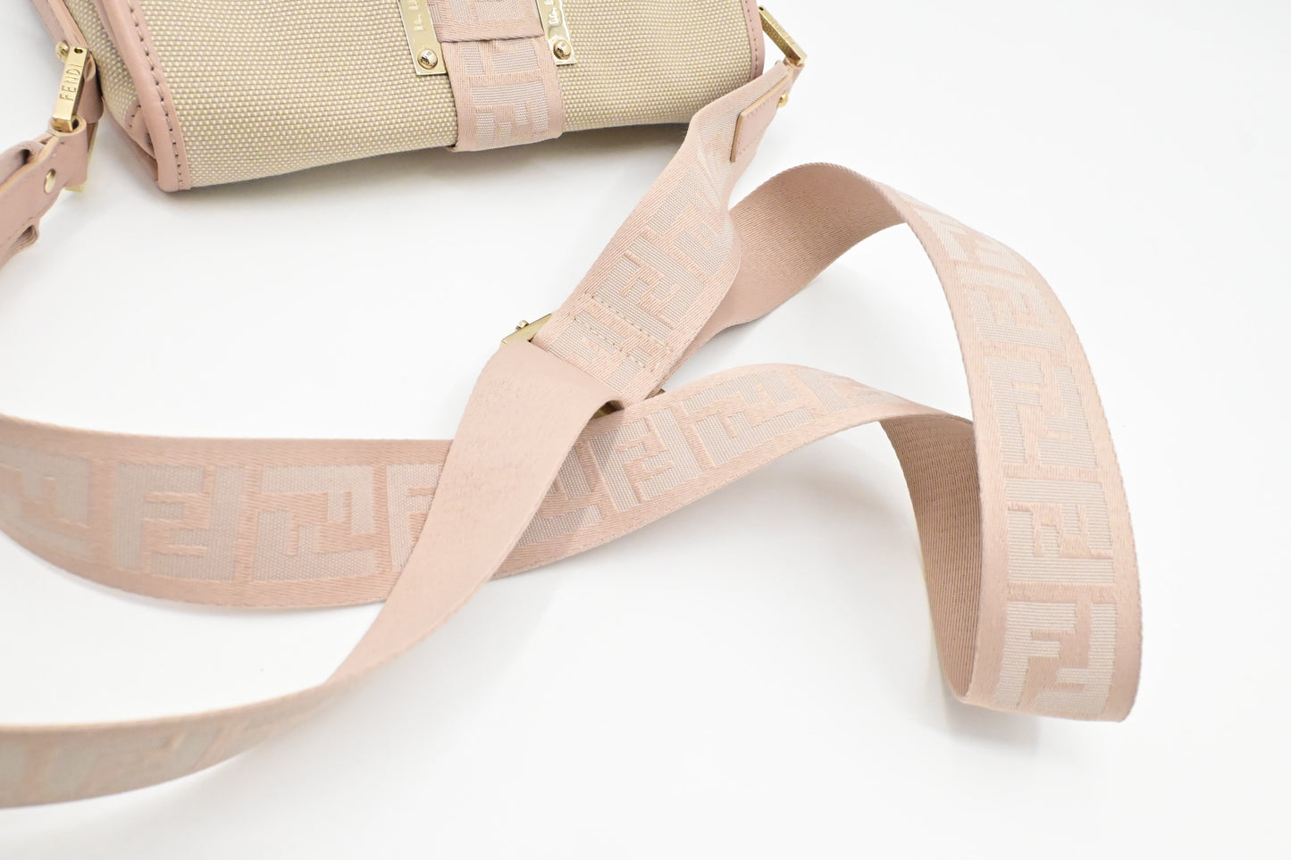 Fendi Crossbody in Pink Leather and Beige Canvas