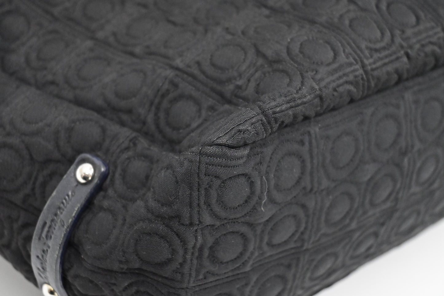 Ferragamo Gancini Shoulder Bag in Black Canvas