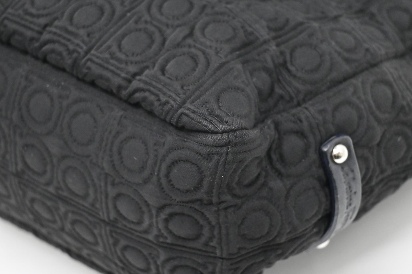 Ferragamo Gancini Shoulder Bag in Black Canvas