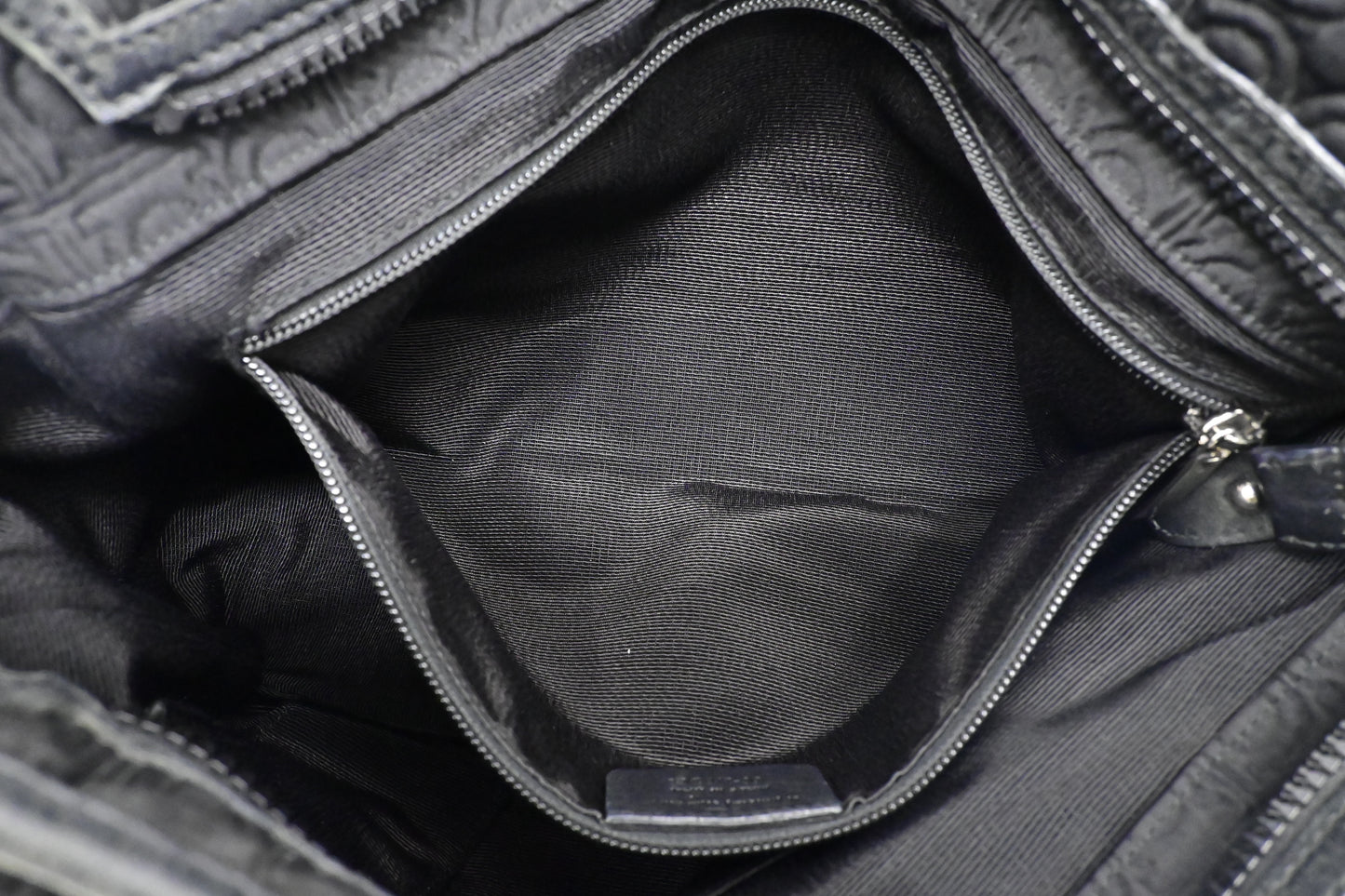 Ferragamo Gancini Shoulder Bag in Black Canvas