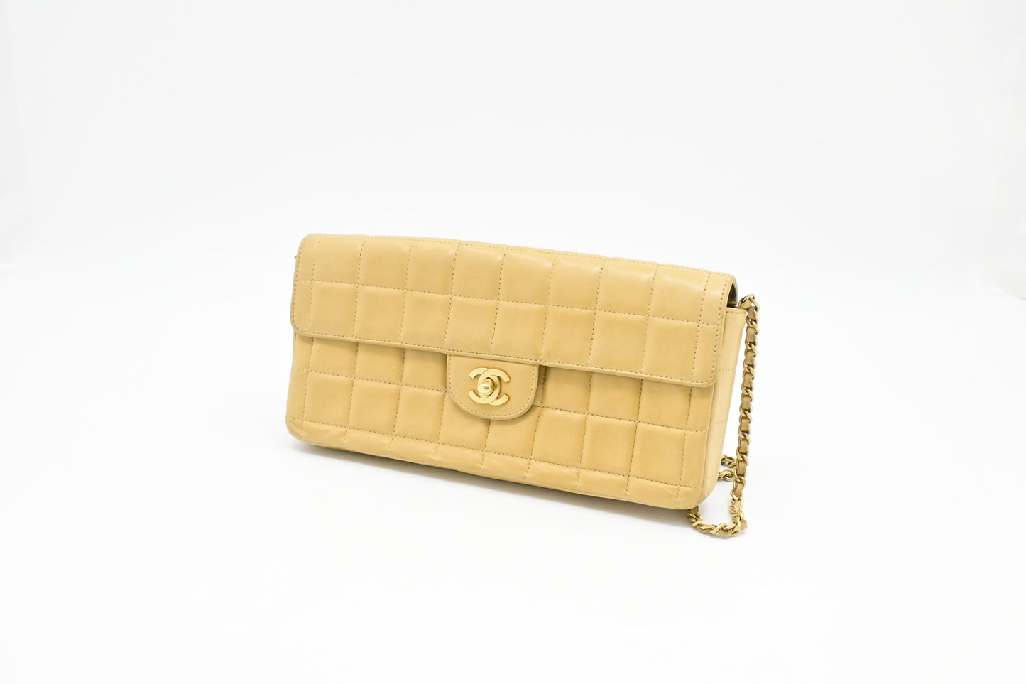 Chanel East West Shoulder Bag in Beige Leather