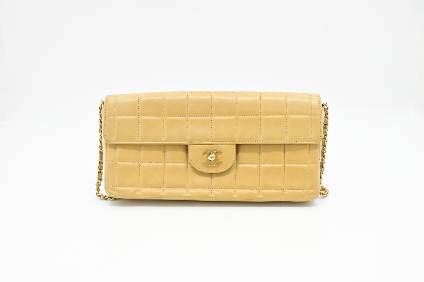 Chanel East West Shoulder Bag in Beige Leather