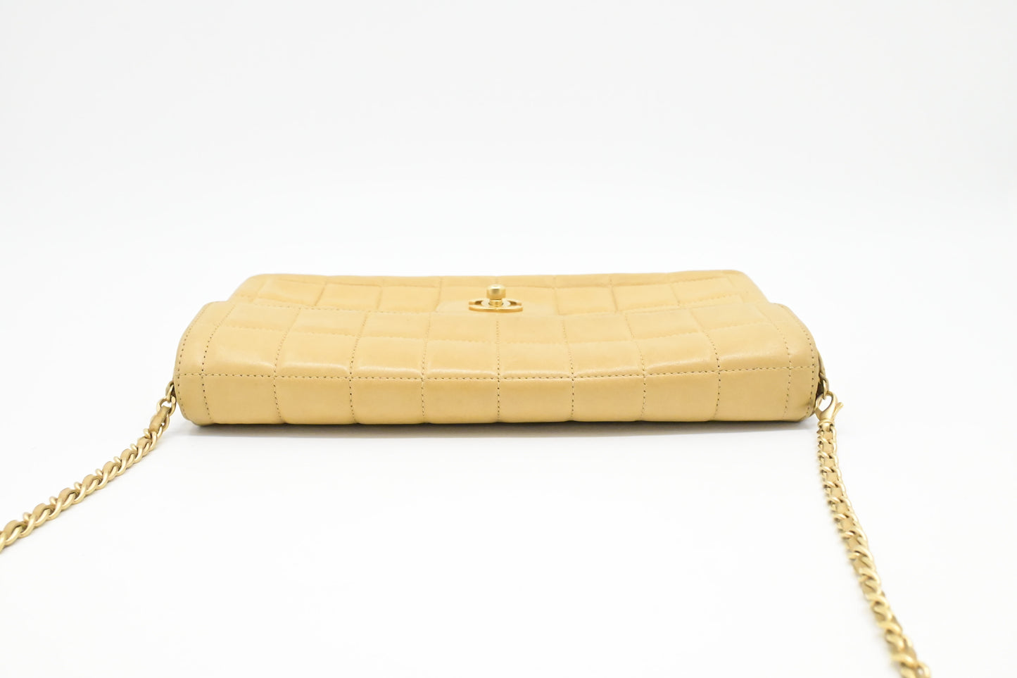 Chanel East West Shoulder Bag in Beige Leather