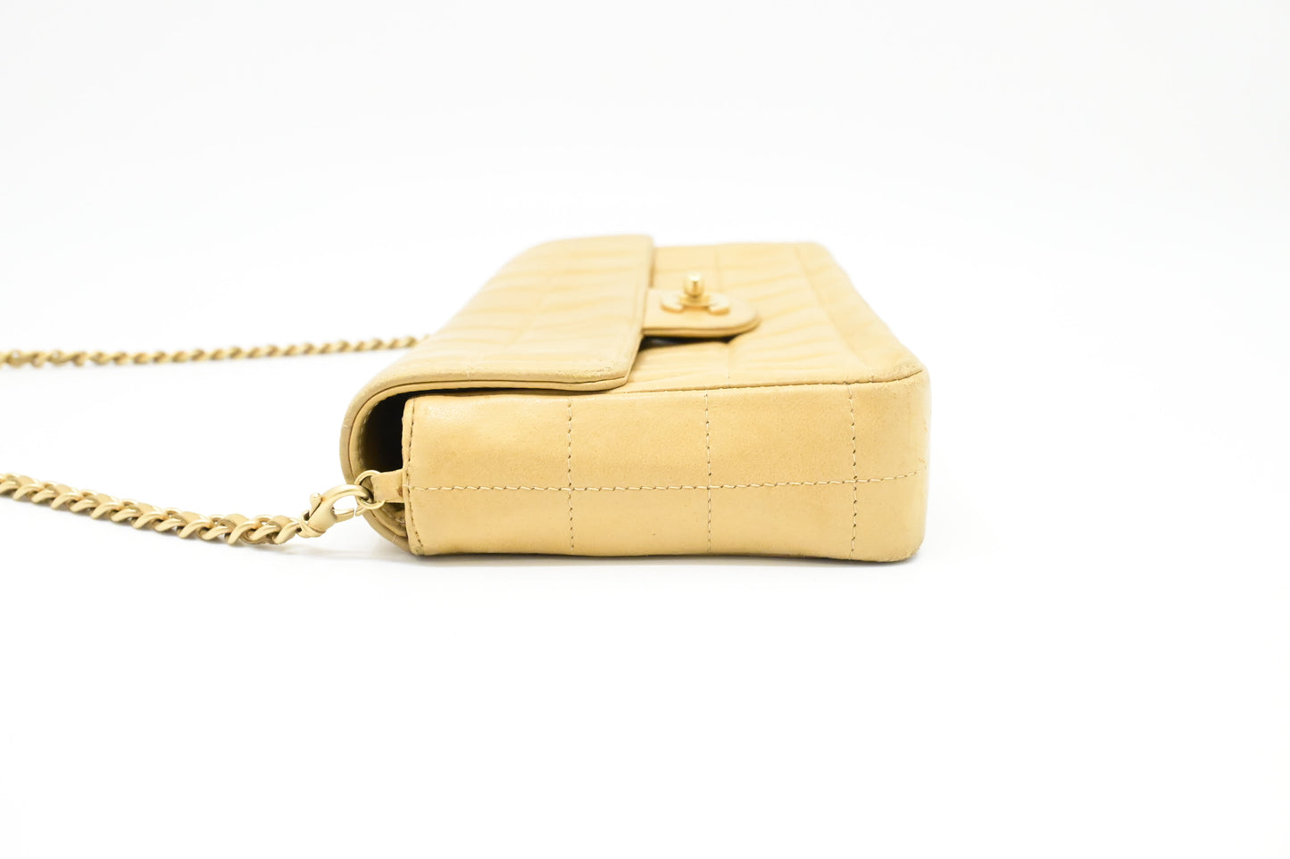 Chanel East West Shoulder Bag in Beige Leather