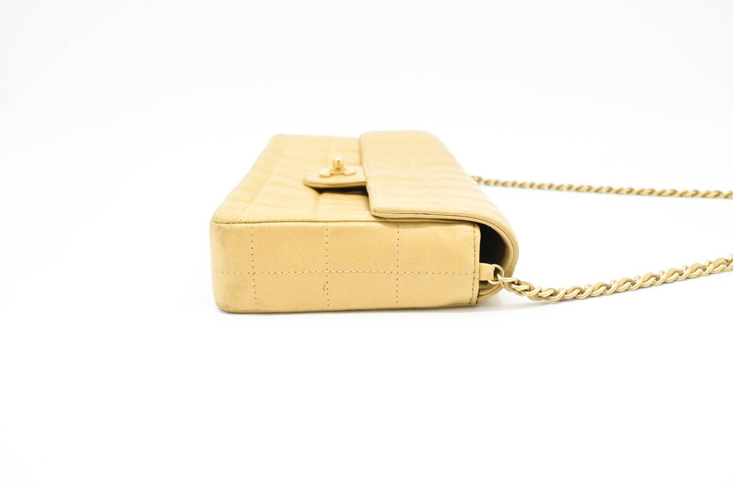 Chanel East West Shoulder Bag in Beige Leather