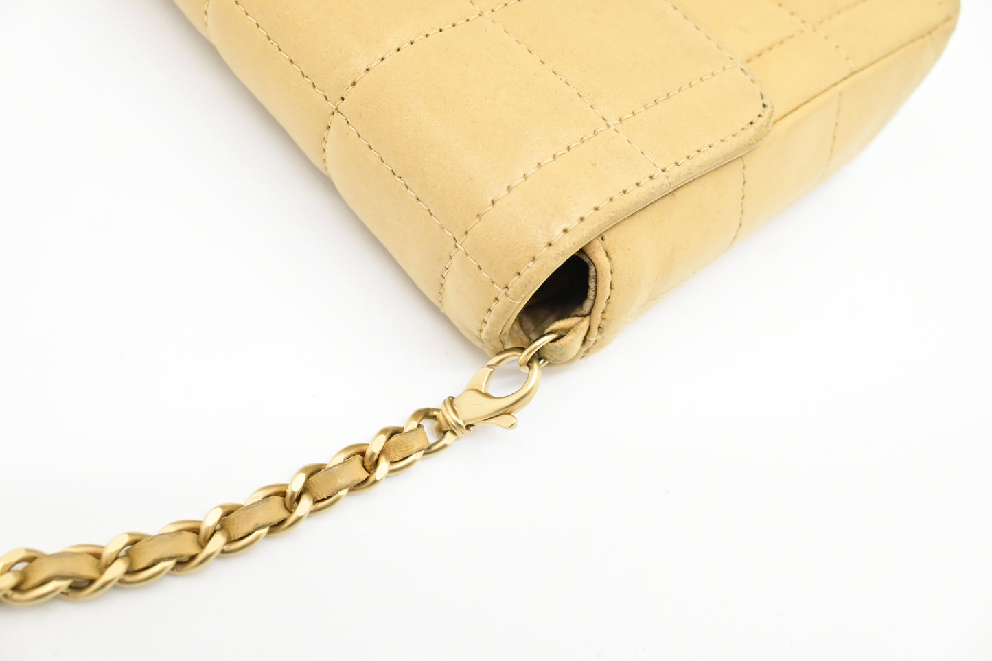 Chanel East West Shoulder Bag in Beige Leather