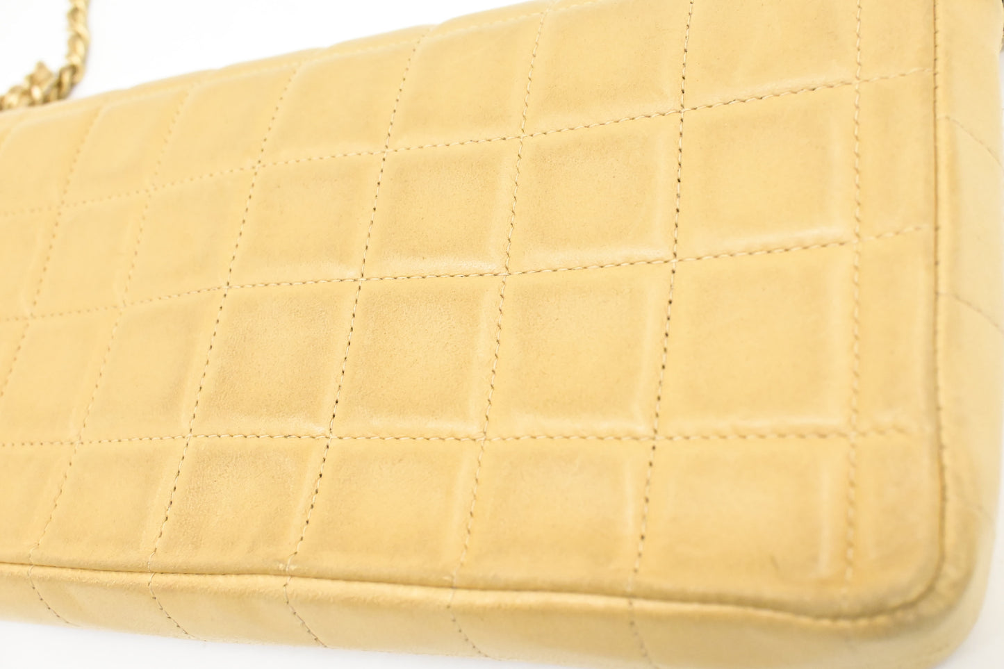 Chanel East West Shoulder Bag in Beige Leather