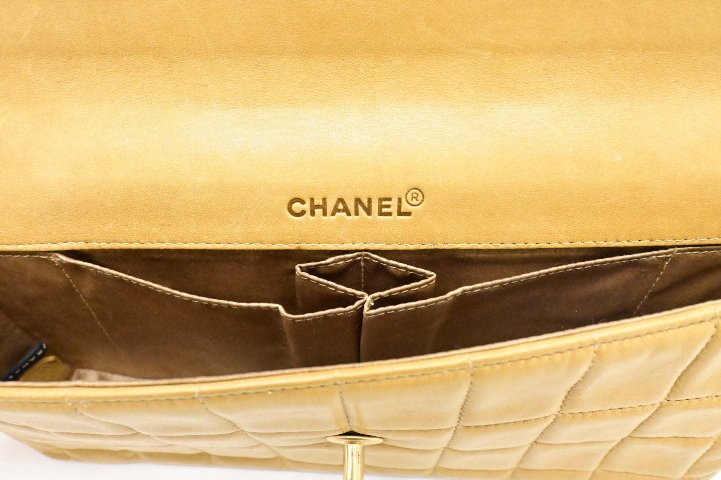Chanel East West Shoulder Bag in Beige Leather