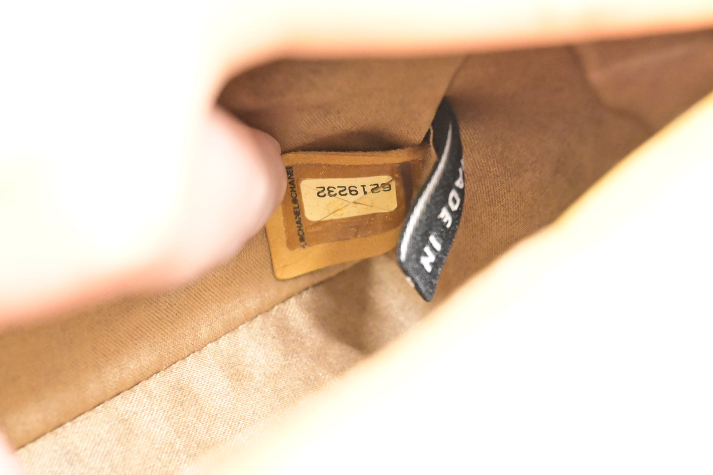 Chanel East West Shoulder Bag in Beige Leather