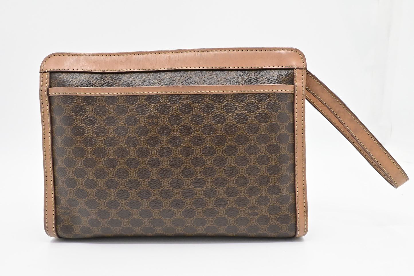 Celine Pouch in Brown Macadam Canvas