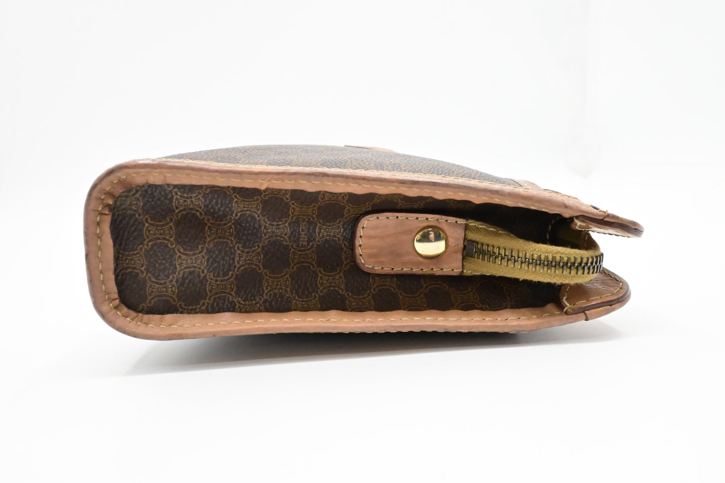 Celine Pouch in Brown Macadam Canvas