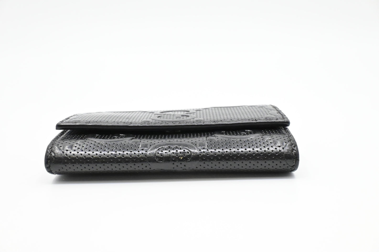 Gucci Key Case in Black Perforated Leather