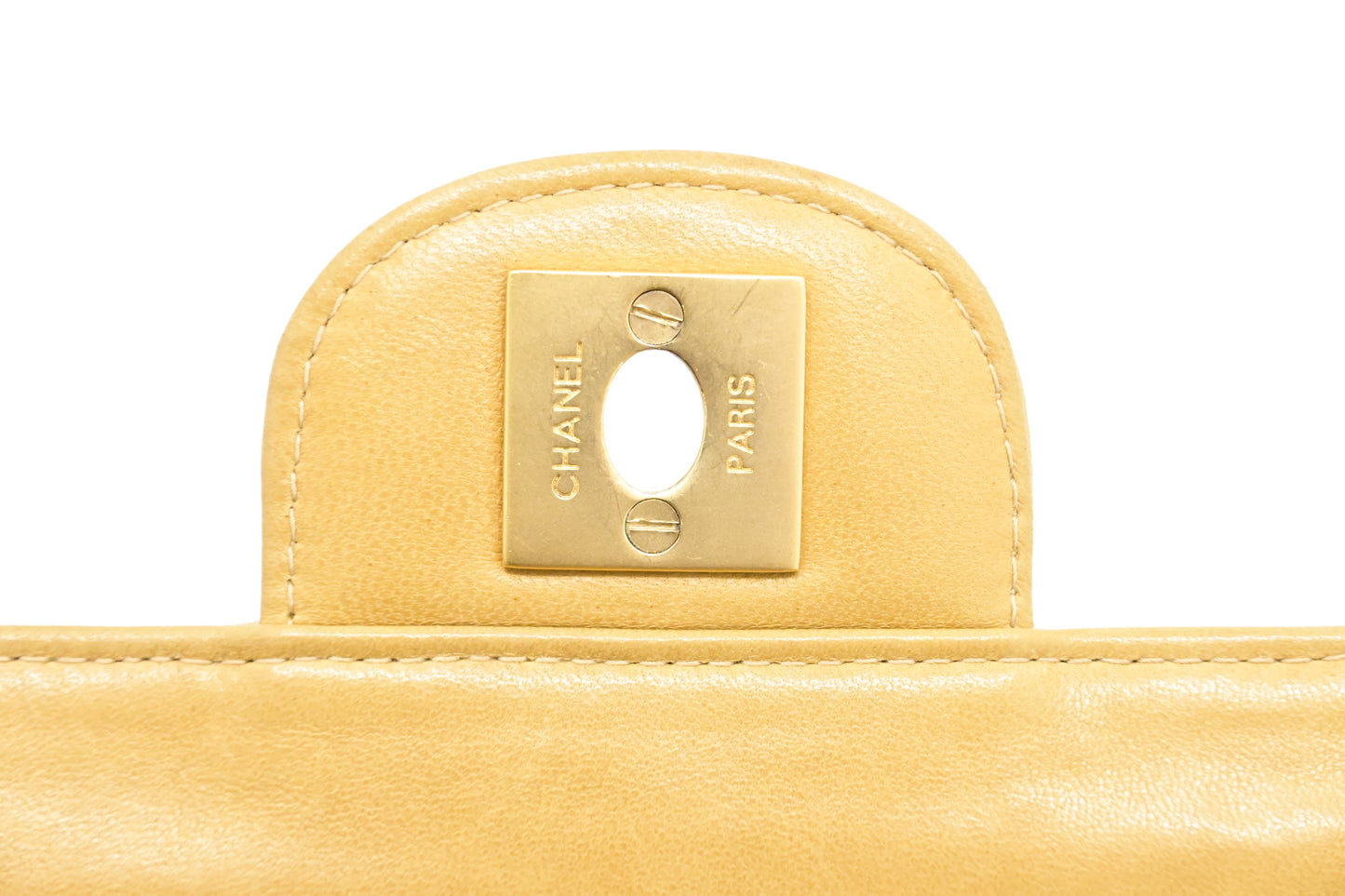 Chanel East West Shoulder Bag in Beige Leather