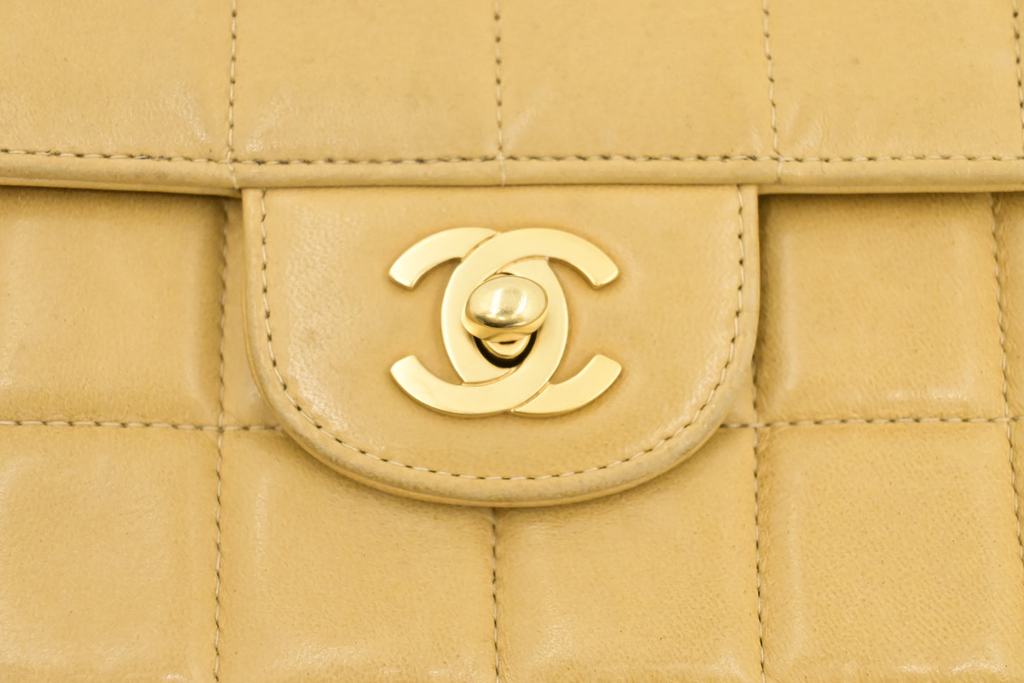 Chanel East West Shoulder Bag in Beige Leather